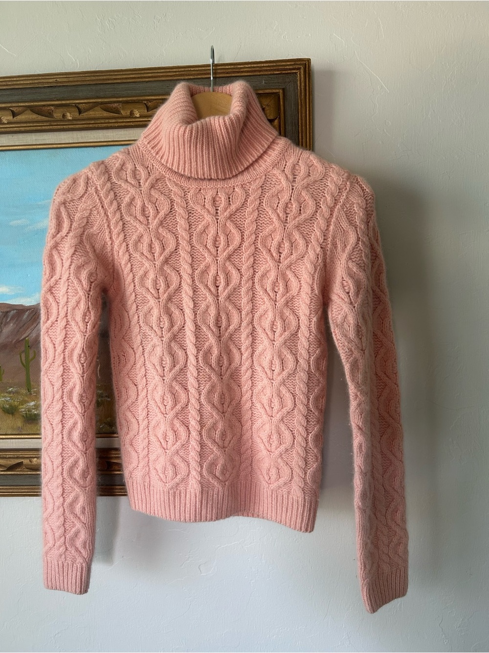 The Limited Blush Pink Cable Knit Turtleneck Sweater